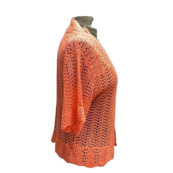 Cato Ladies Crocheted Shrug Sweater Cardigan Size Small Coral - Picture 5 of 6